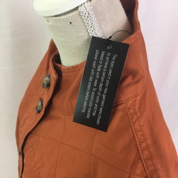 Denim & Co Twill Peplum Waist Jacket Orange XS - Picture 10 of 12